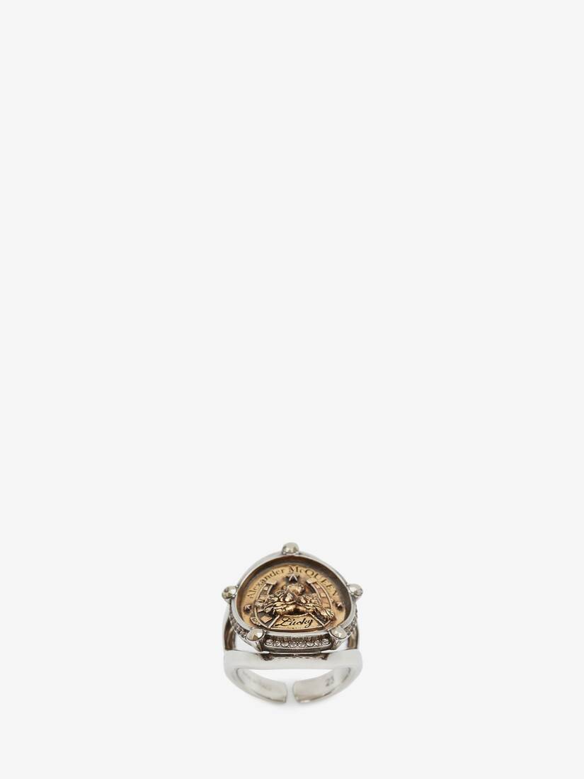 Anillos Alexander McQueen Lucky Medallion Hombre - Plateados/Dorados - Mexico 561-GSZLNQ